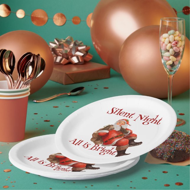 Funny Christmas Cute Santa Claus Paper Plates (Multi)