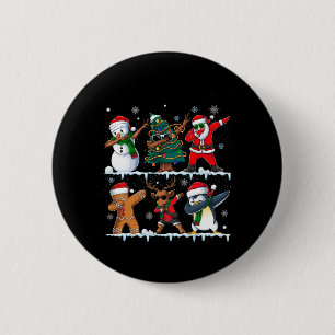 Funny Christmas Dabbing Santa Elf Deer Friends Xma Button