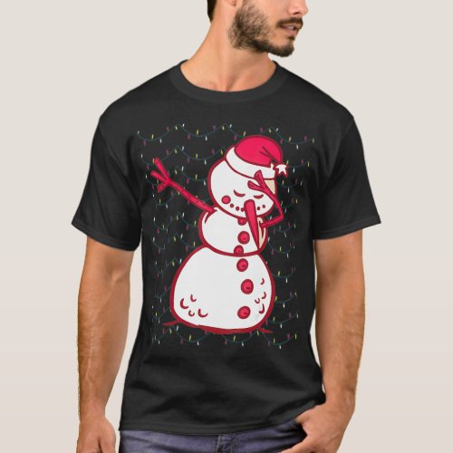 Funny Christmas Dabbing Snowman Christmas Lights  T_Shirt