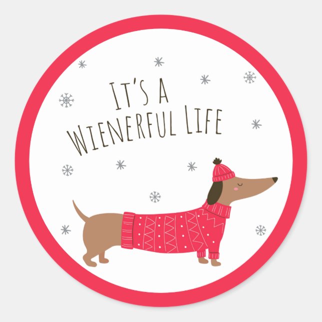 Funny Christmas Dachshund Classic Round Sticker (Front)