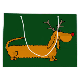 Funny Christmas Dachshund Reindeer Large Gift Bag