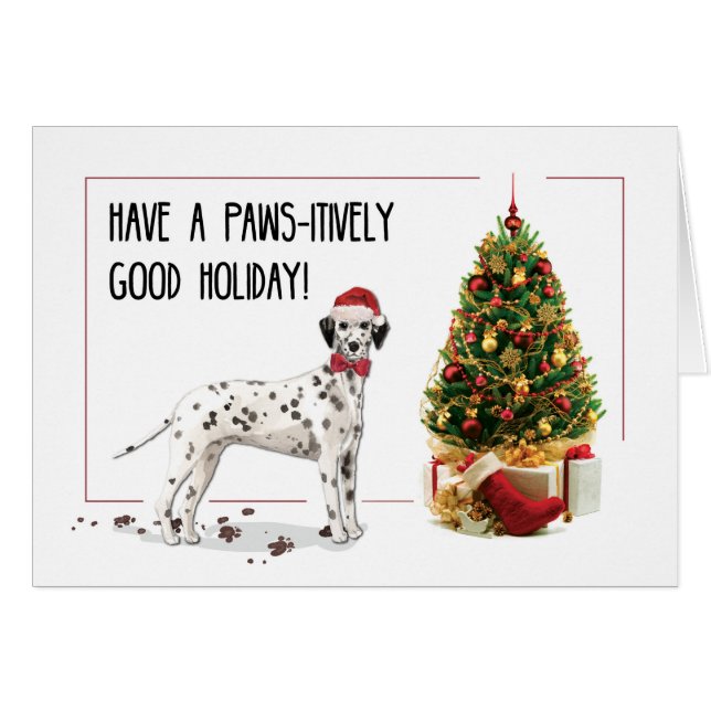 Funny Christmas Dalmation Dog and Tree Cards (Front Horizontal)