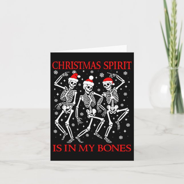 Funny Christmas Dancing Skeletons Christmas Spirit Card (Front)