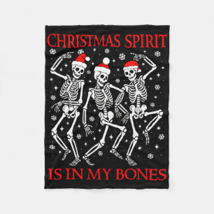 Funny Christmas Dancing Skeletons Christmas Spirit Fleece Blanket