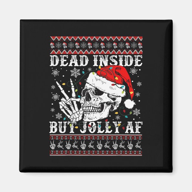 Funny Christmas Dead Inside Skeleton Skull Ugly Xm Magnet (Front)