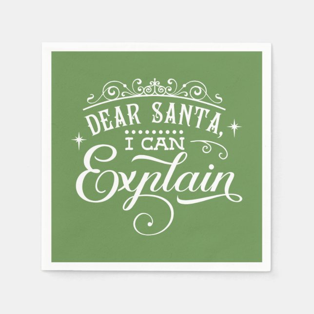 Funny Christmas Dear Santa I can explain Script Napkins (Front)