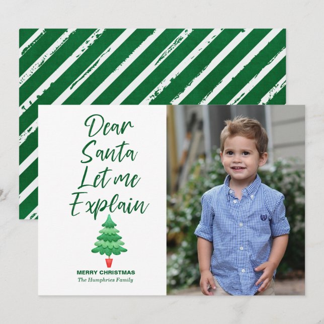 Funny Christmas Dear Santa Let Me Explain Green Holiday Card (Front/Back)