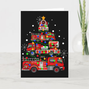 Funny Christmas Decor Firefighter Truck Christmas Card