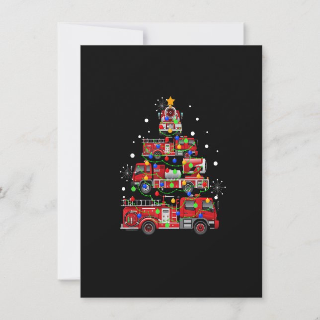 Funny Christmas Decor Firefighter Truck Christmas  Invitation (Front)