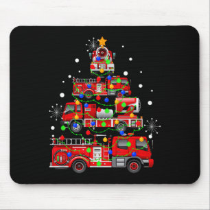 Funny Christmas Decor Firefighter Truck Christmas Mouse Pad