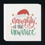 Funny Christmas Decor Naughty Nice Wooden Box Sign<br><div class="desc">Celebrate the holiday season with this cute and funny Christmas wooden sign. Cute typography and Christmas icons make a cheerful and festive sign for your home or a gift for a friend.</div>