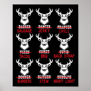 Funny Christmas Deer Bow Hunting Santa Men Women H Poster