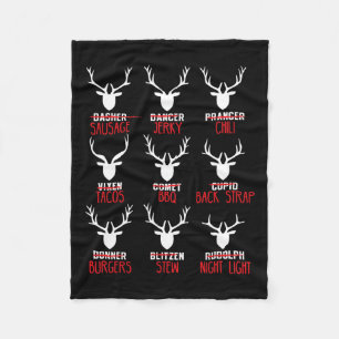 Funny Christmas Deer Hunters All Of Santa's Reinde Fleece Blanket