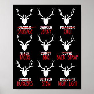 Funny Christmas Deer Hunters Of Santas Reindeer Poster
