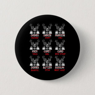 Funny Christmas Deer Hunters Santa’s Reindeer Men Button