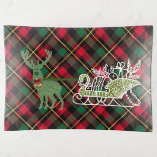 funny Christmas Deer Topiary Sleigh Trinket Tray