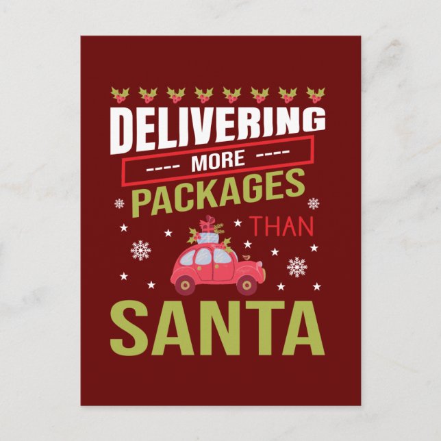 funny Christmas delivery word art Holiday Postcard (Front)