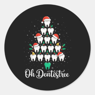 Funny Christmas Dentist Xmas Dental Oh Dentistree Classic Round Sticker