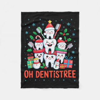 Funny Christmas Dentist Xmas Dental Oh Dentistree Fleece Blanket
