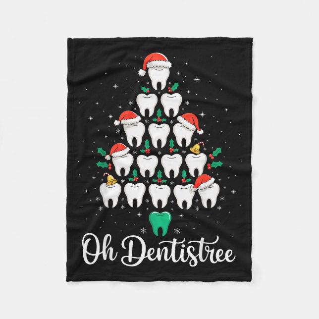 Funny Christmas Dentist Xmas Dental Oh Dentistree  Fleece Blanket (Front)