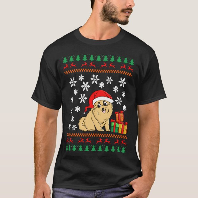 Funny Christmas design with Christmas dog girl T-Shirt (Front)