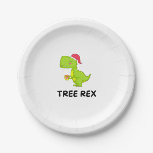 Funny Christmas Dinosaur Rex   Paper Plates