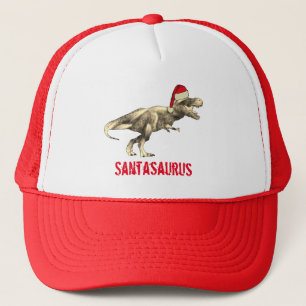 Funny Christmas Dinosaur Santa Trucker Hat