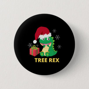 Funny Christmas Dinosaur Tree Rex Button