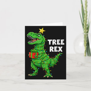Funny christmas dinosaur tree rex dino santa xmas card