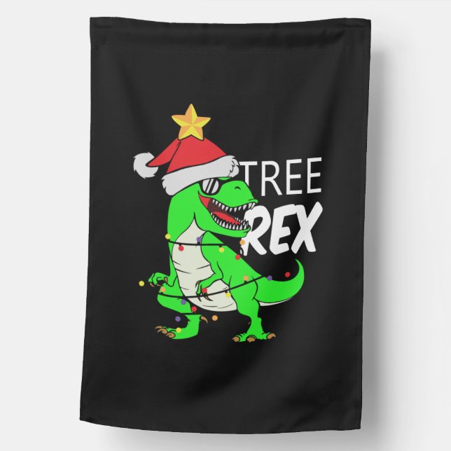 Funny Christmas Dinosaur Tree Rex   House Flag (Front)