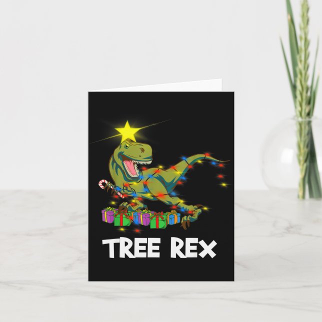 Funny Christmas Dinosaur Tree Rex Men Women Kids G Card (Front)