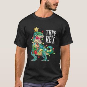 Funny Christmas Dinosaur Tree Rex Pajamas Men Boys T-Shirt