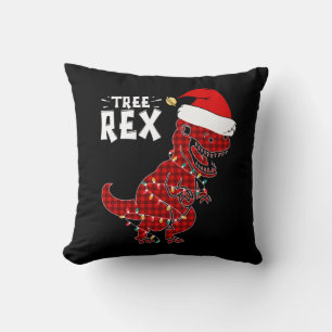 Funny Christmas Dinosaur Tree Rex Throw Pillow