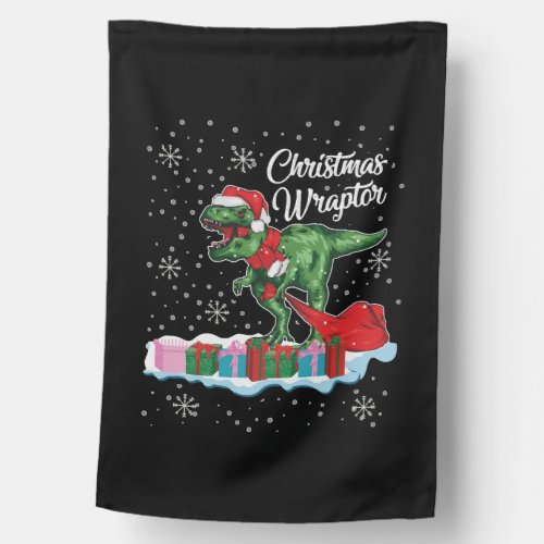 Funny Christmas Dinosaur Wraptor Velociraptor House Flag