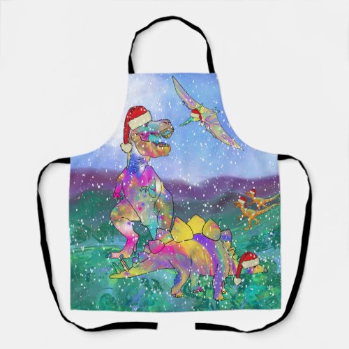 Funny Christmas Dinosaurs  Apron