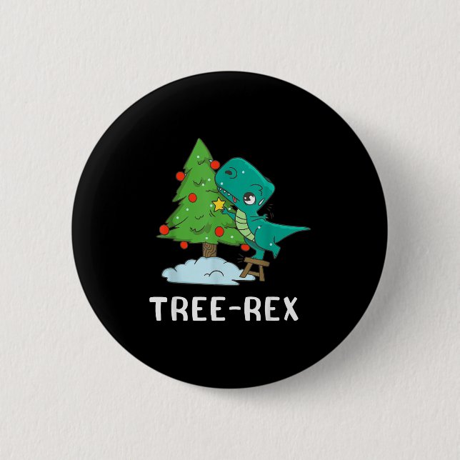 Funny Christmas Dinosaurs Christmas Tree Rex Cute  Button (Front)