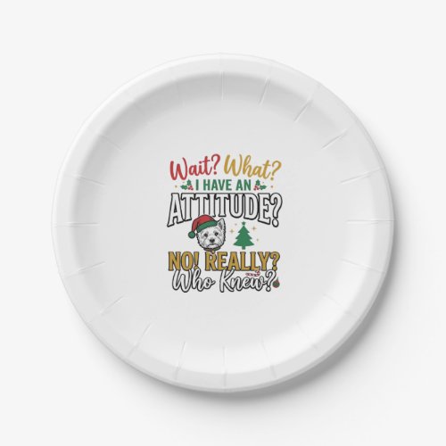 Funny Christmas Dog Attitude Quote Vintage Shirt D Paper Plates