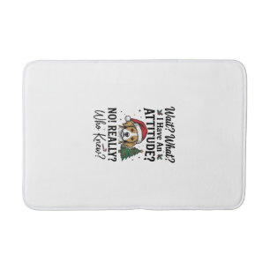 Funny Christmas Dog Attitude Vintage Engraving Shi Bath Mat