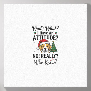 Funny Christmas Dog Attitude Vintage Engraving Shi Canvas Photo Tile