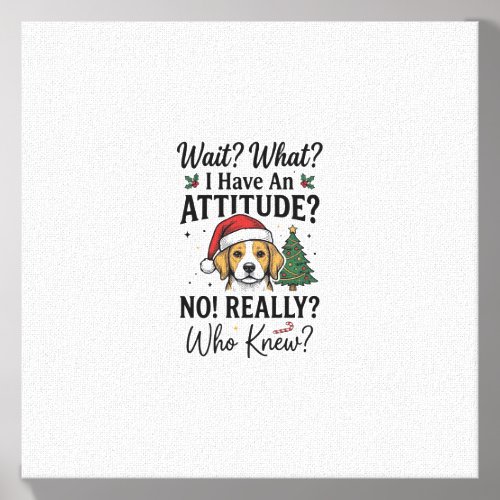 Funny Christmas Dog Attitude Vintage Engraving Shi Canvas Photo Tile
