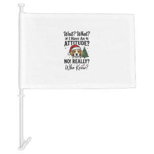 Funny Christmas Dog Attitude Vintage Engraving Shi Car Flag