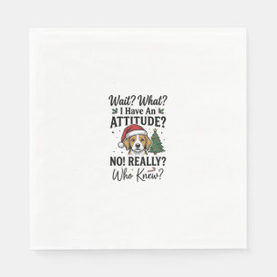 Funny Christmas Dog Attitude Vintage Engraving Shi Napkins