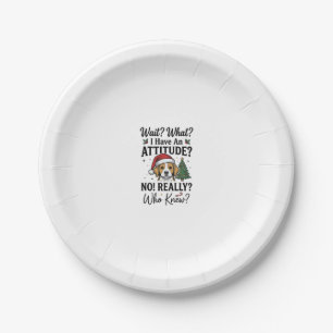 Funny Christmas Dog Attitude Vintage Engraving Shi Paper Plates