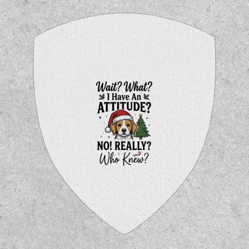 Funny Christmas Dog Attitude Vintage Engraving Shi Patch