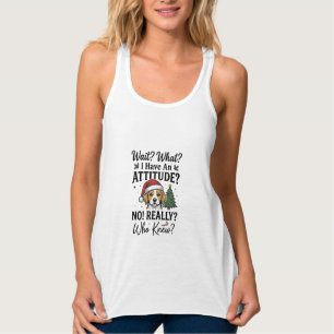 Funny Christmas Dog Attitude Vintage Engraving Shi Tank Top