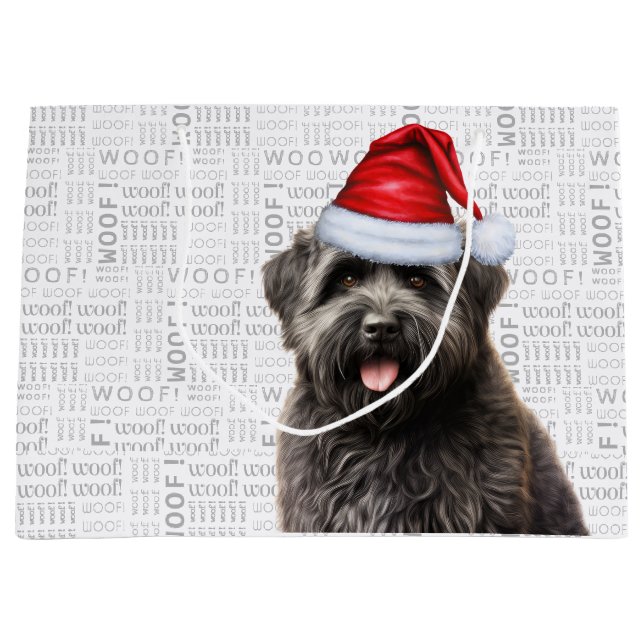 Funny Christmas Dog Bouvier Lover Holiday Large Gift Bag (Front)