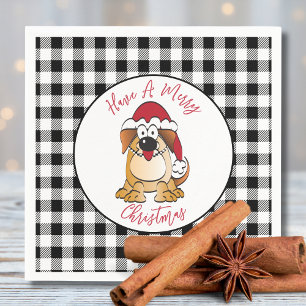 Funny Christmas Dog Cartoon Santa Hat Holiday Napkins
