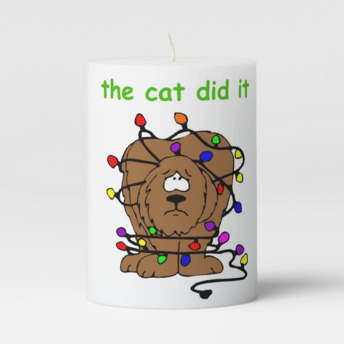 Funny Christmas Dog Cat Pets Holiday Xmas Cards Pillar Candle