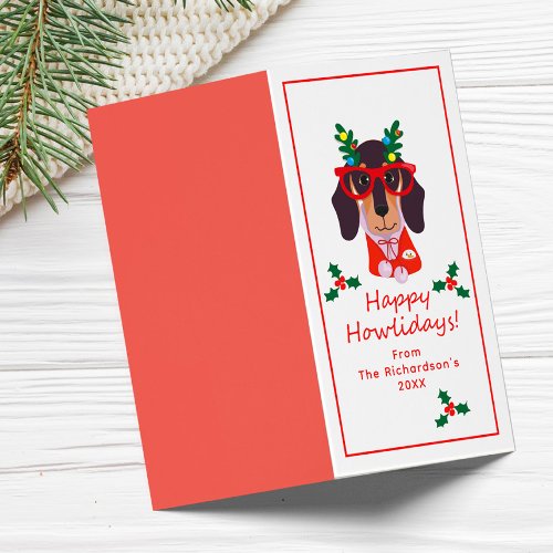 Funny Christmas Dog Howliday Cute Dog Folded Card