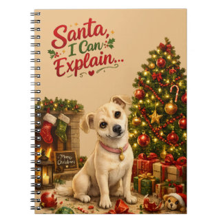 Funny Christmas Dog Illustration Notebook